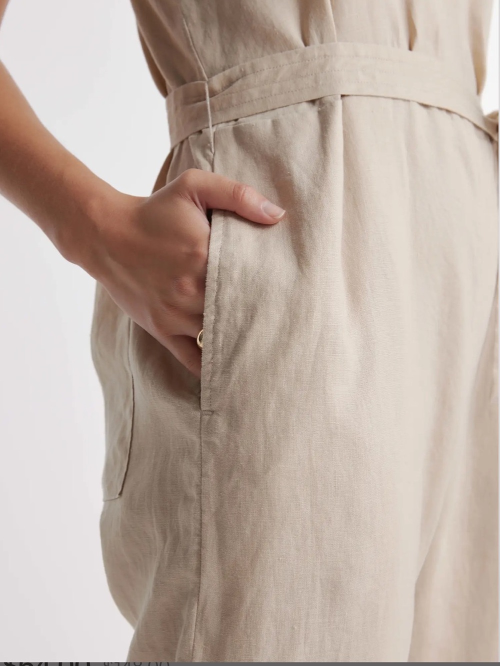 Quince 100% European Linen Square Neck Jumpsuit In Driftwood Size Small NWT - Picture 4 of 14